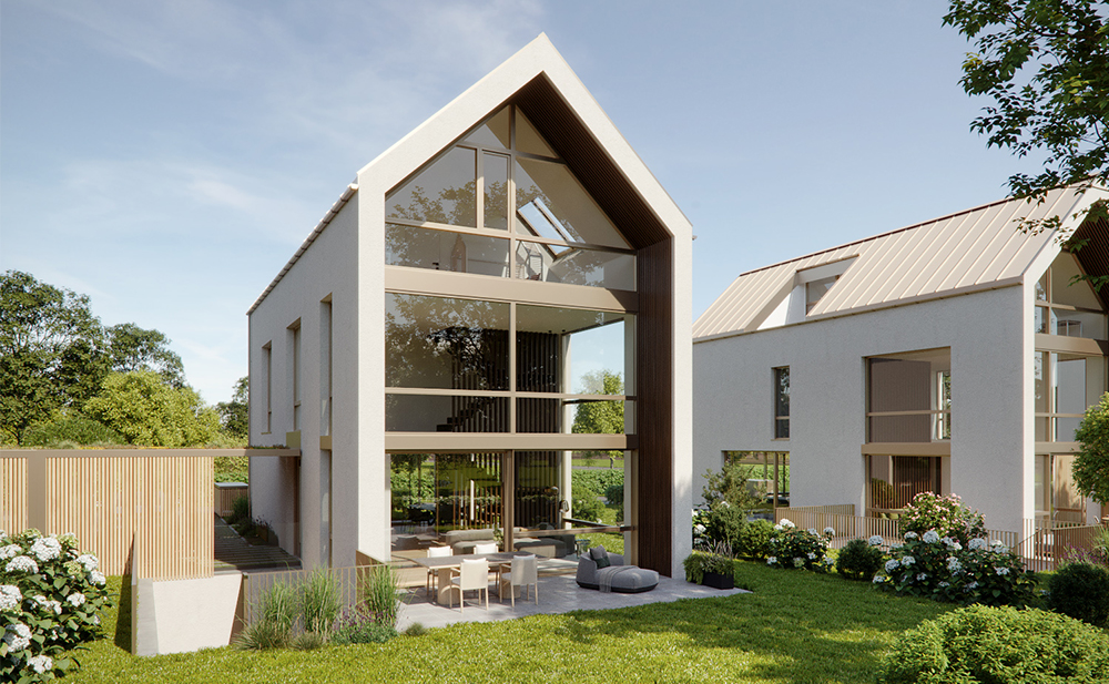 Außenperspektive eines einer Villa mit Garten in Gräfelfing (Rendering)